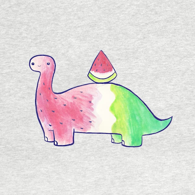 Watermelon Dinosaur Watercolor by saradaboru